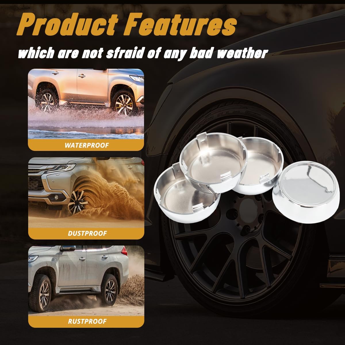 4Pcs 2.32in / 59mm Car Wheel Center Caps for 1997-2017 CR-V 2006-2014 Outback 2006-2016 Forester Chrome Outer 2.32 in, Inner 2.11 in Snap-On Hub Caps