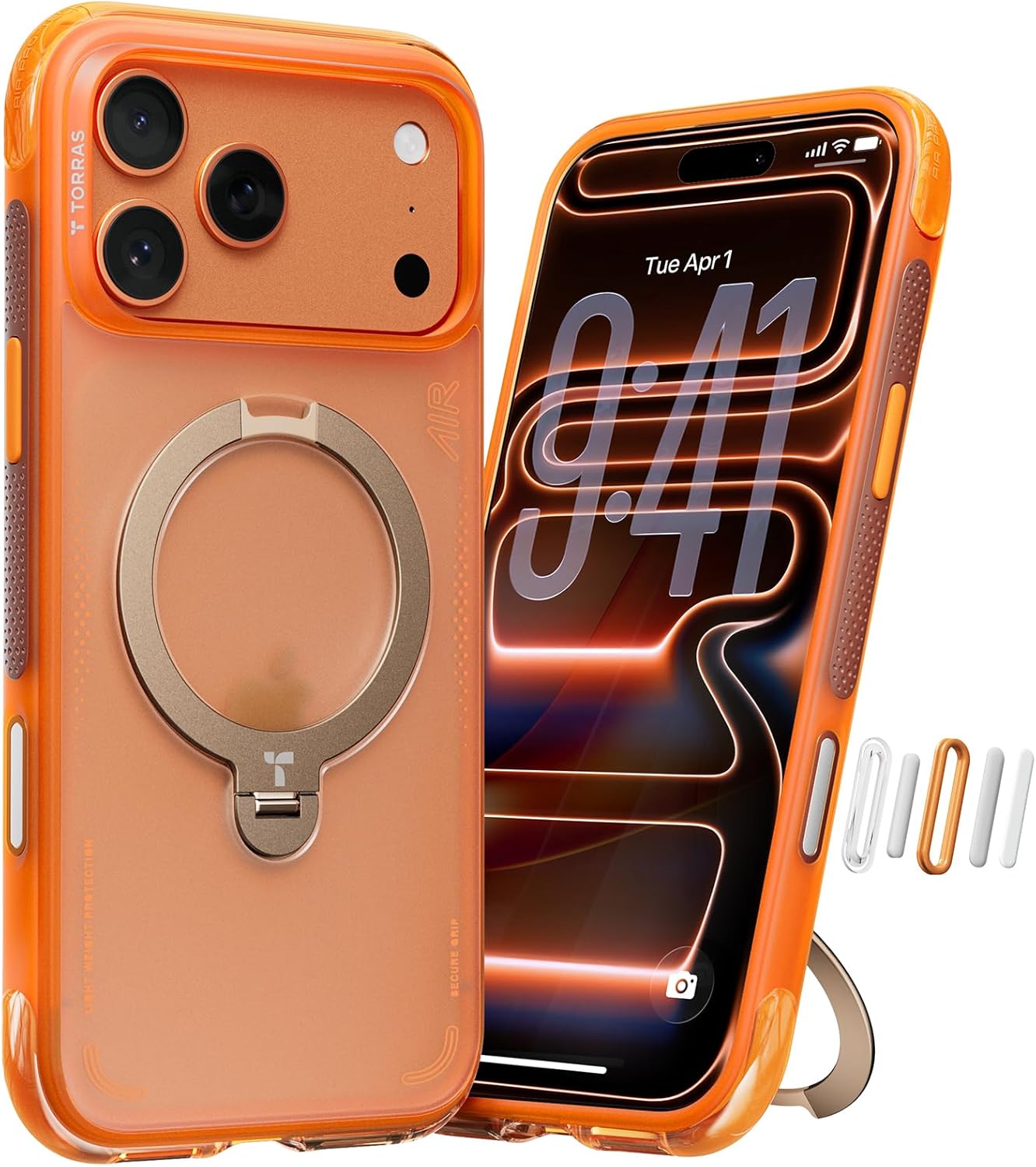 TORRAS Ostand Q3 Air for iPhone 17 Pro Case 6.3'' with Stronger Magnetic Stand, Fit for Magsafe, Airbags Miltary Protection, Camera Control for iPhone 17 Pro Case, Shockproof & Stylish, Horizon Orange iPhone 17 Pro Horizon Orange