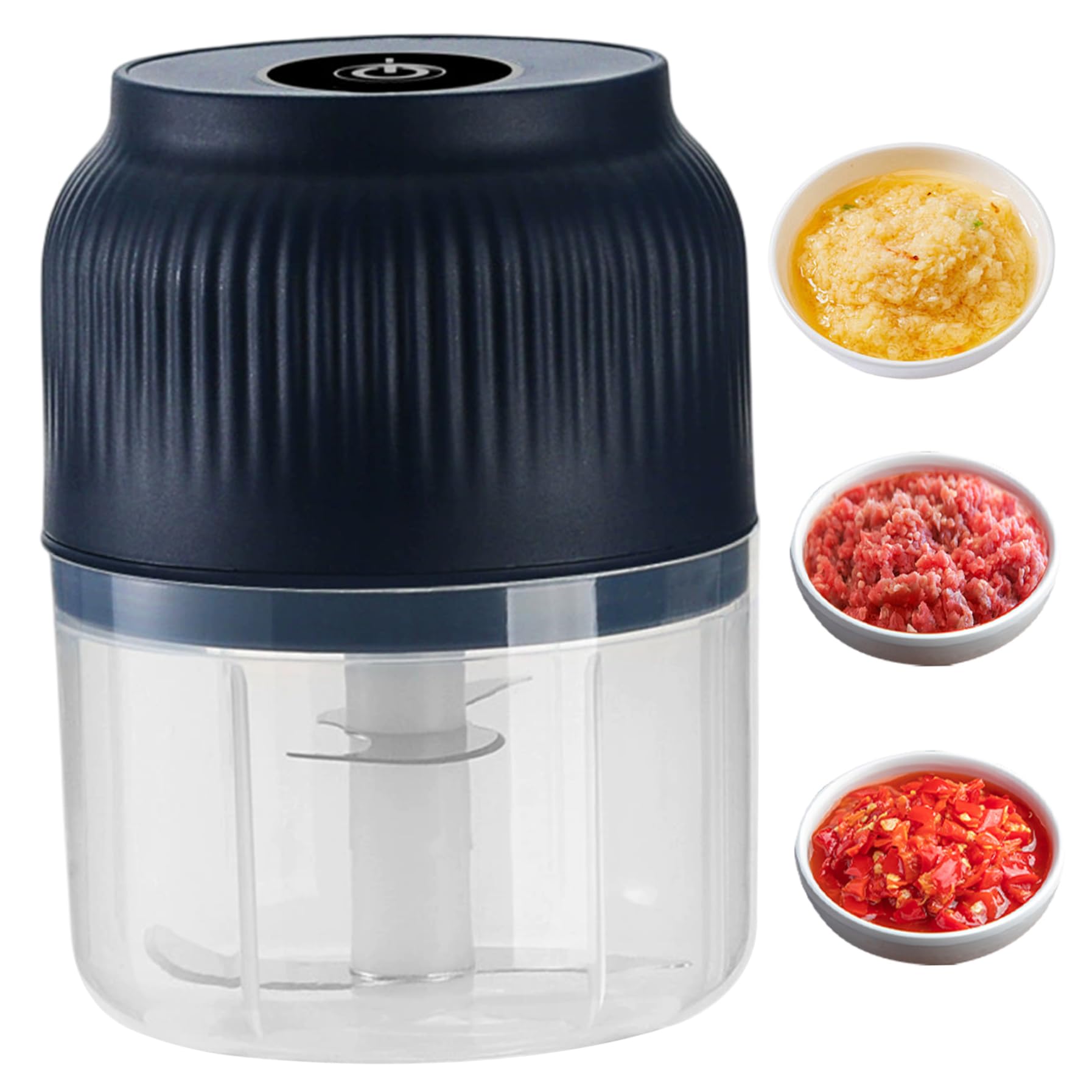 Awnsimfreien Assorted Color Garlic Chopper, Electric Garlic Chopper, 4-Leaf Blade Portable Mini Food Grinder With Container And Lid For Ginger, Chili, Vegetables, Grinder