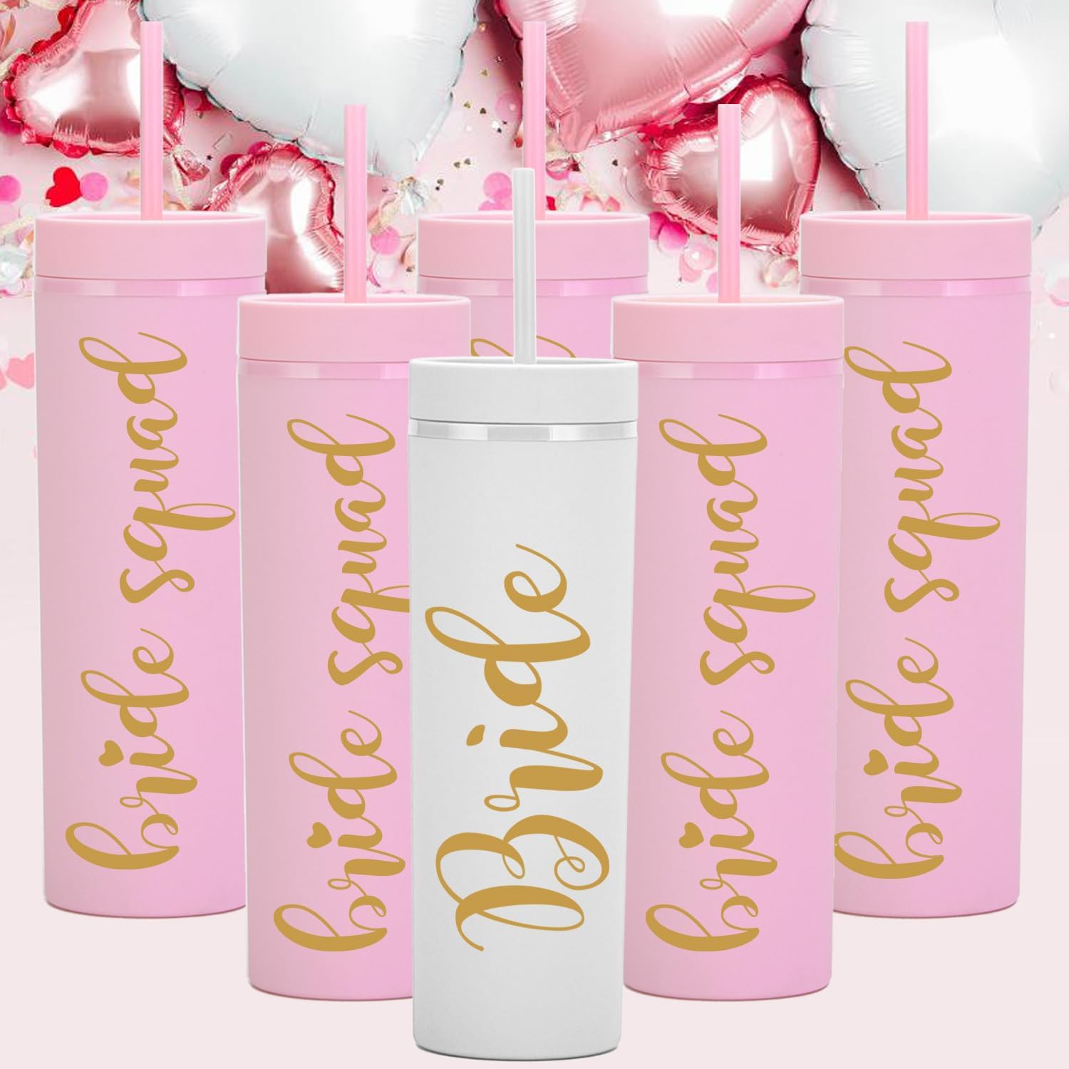 Bride & Bride Squad 16oz Skinny Tumblers.Bachelorette Party Cups.Engagement Wedding Gifts.Bridesmaid Proposal Gifts.Bridal Shower Gifts.Bridal Bachelorette Party Tumblers Cups. - Image 3