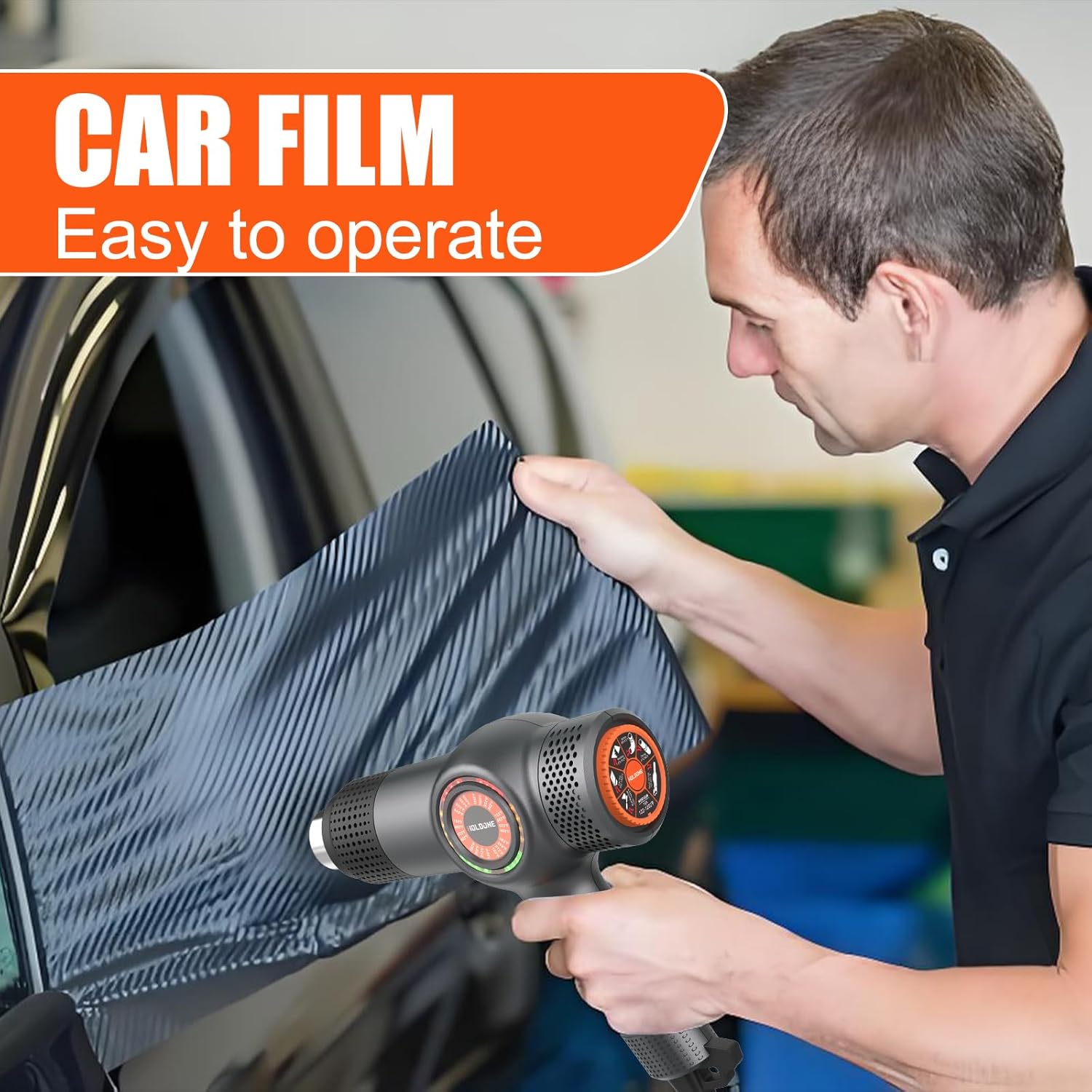 Heat Gun Fast Heating 1800W 122℉-1202℉ LED 3-color light to display temperature Shrink wrap heat gun with 4 Nozzles for Soften,Car film,Drying