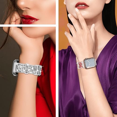 Miniatura 6 de iiteeology - Paquete de 2 correas de silicona con purpurina compatibles con Apple Watch de 49451.732 in, 411.575 in, correa de silicona con