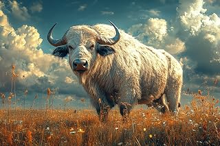 KY-lunk Paint by Numbers, Buffalo Grazing Near Deserted Plain, Adult Crafts Adult Paint by Number Kits, Arts Crafts for Home Decor(No Frame,16x20 inch)