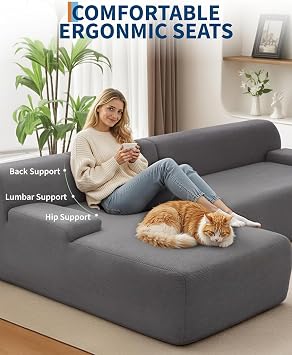 Aptliton 270cm Modular Sectional Sofa Jumbo Cord 3-4 Seater Corner Sofa