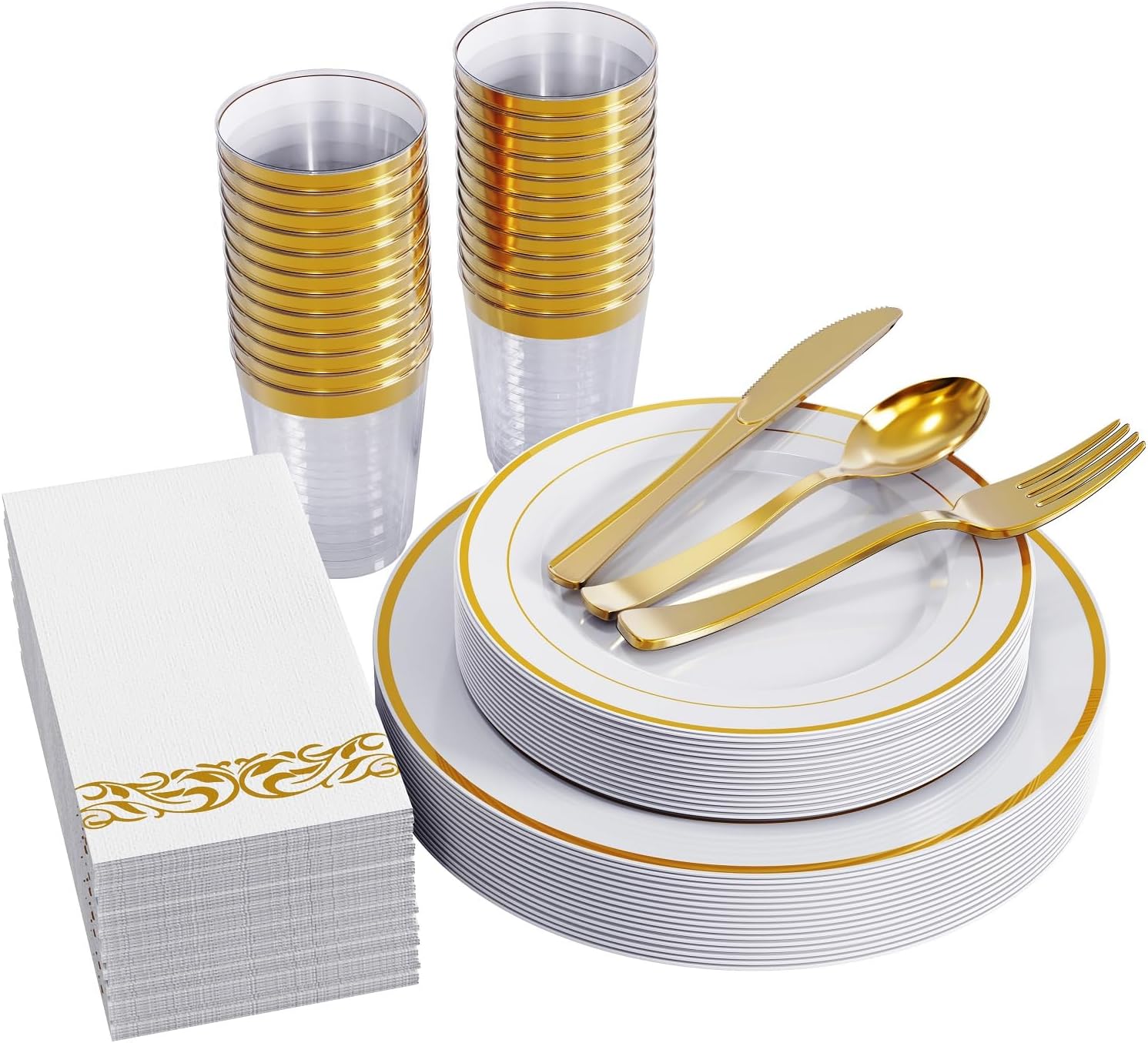 700 Piece Rose Gold Disposable Dinnerware Set for 100