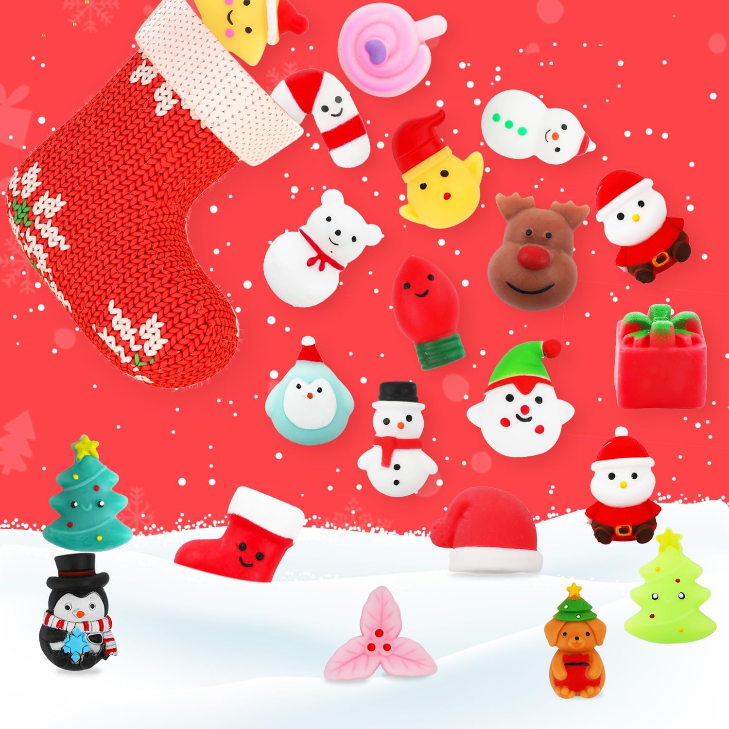 LOKIPA 36PCS Christmas Mochi Squishy Toys, Christmas Squishies for Kids Goody Bag Filler, Stocking Stuffers Gifts