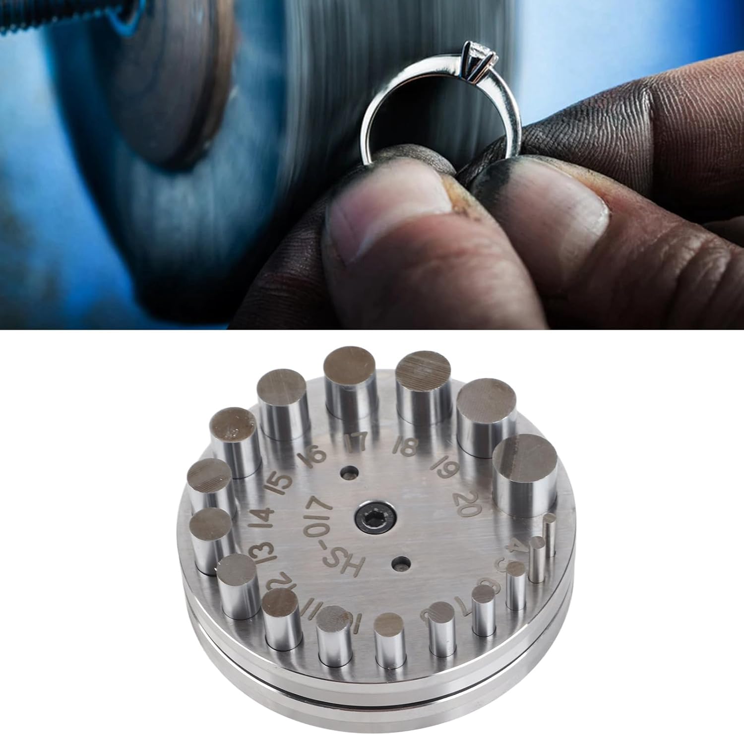 Diydeg Disc Cutter Set, 17 45 Steel Circle Round Disc Cutting Kit Forming Pendant Charm Punch Cutting Tool, Professional Steel Jewelry Making Metal Forming Pendant Punch Tool