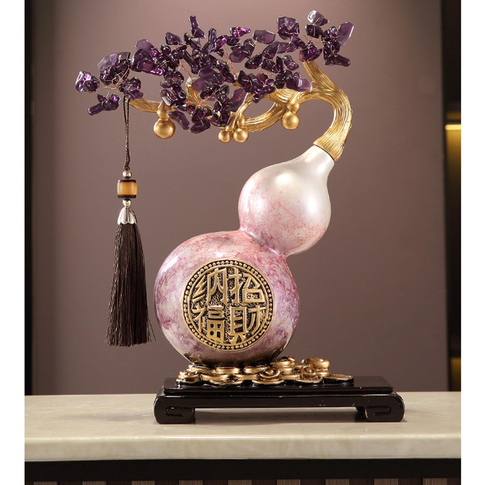 Feng Shui ceramiczna tykwa Wu Lou, tradycyjny chiński wystrój powodzenia dla bogactwa i zdrowia, prezent amulet błogosławieństwa dla bliskich, przyjaciół rodziny,A