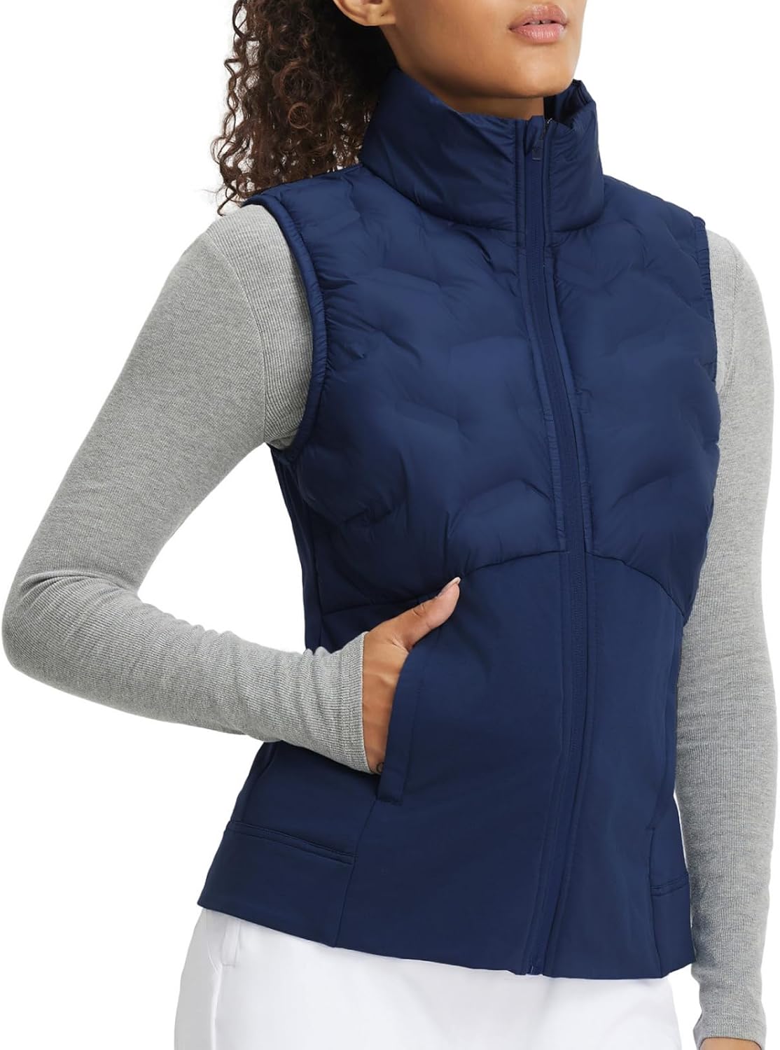 M MAELREG Puffer Vests Womens Lightweight Stand Collar Slim Fit Winter Sleeveless Jacket for Women with Golf Hiking