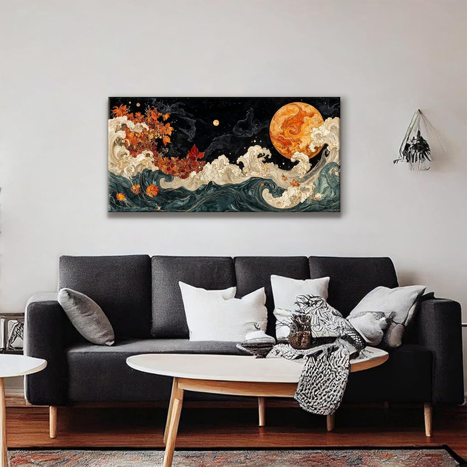 lianyibo Colorful Canvas Wall Art Modern Boho Abstract Wall Art Prints Landscape Picture For Bedroom Bathroom Office Decor(80x160cm/Frameless)