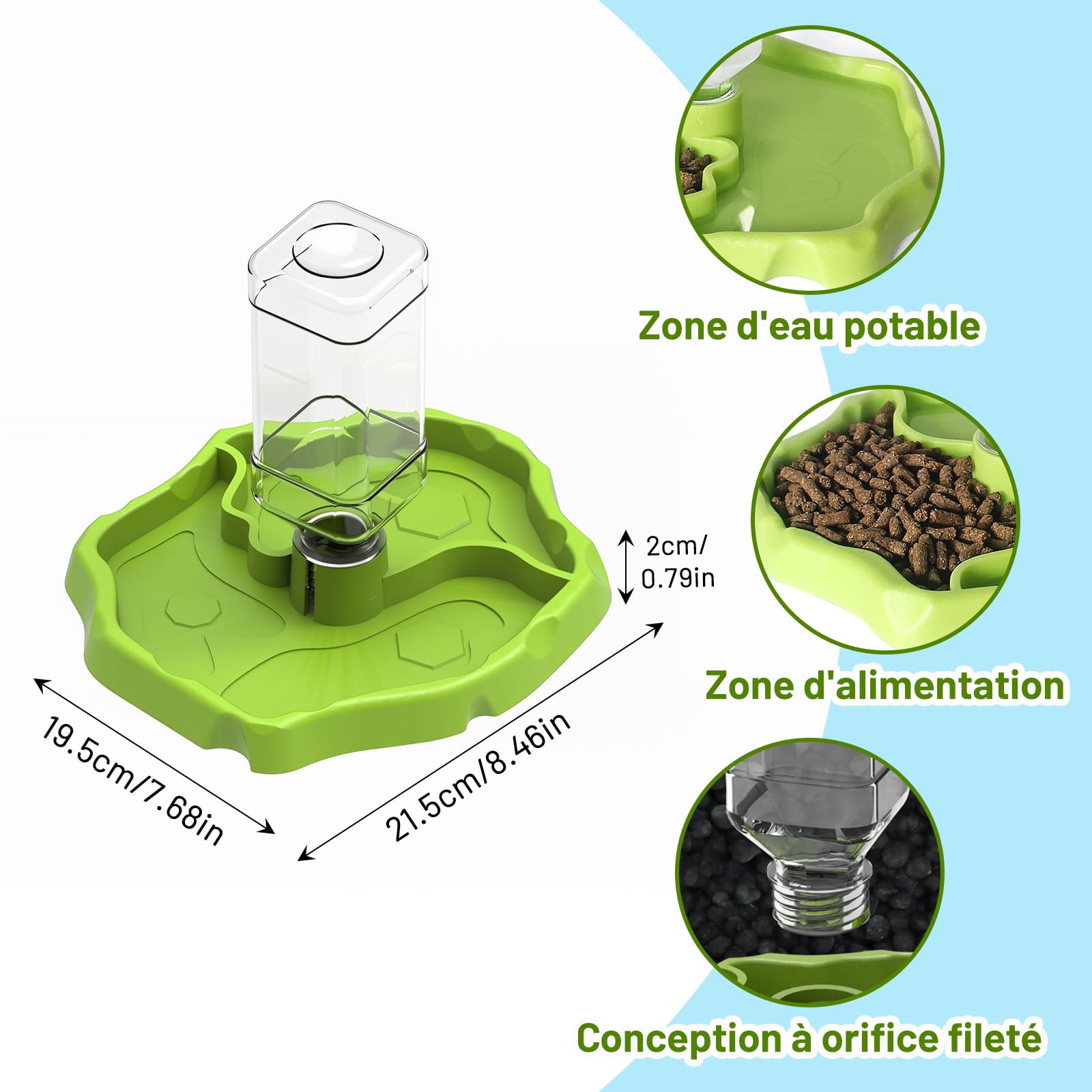 Sharplace Mangeoire pour Reptiles et Accessoires d'aquarium Conteneur Accessoire Polyvalent Mangeoire à Eau pour Reptiles Plat de Nourriture pour, Herbe Verte