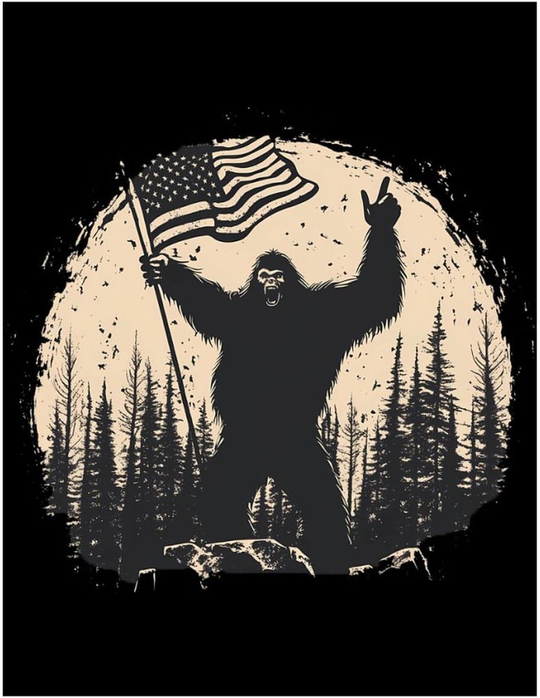 Bigfoot Holding U.S Flag Diamond 5D Painting Kits with Frame DIY Full Round Drill Gem Art Crafts for Home Wall Decor 16 X 20in Blackwood 40 * 50cm