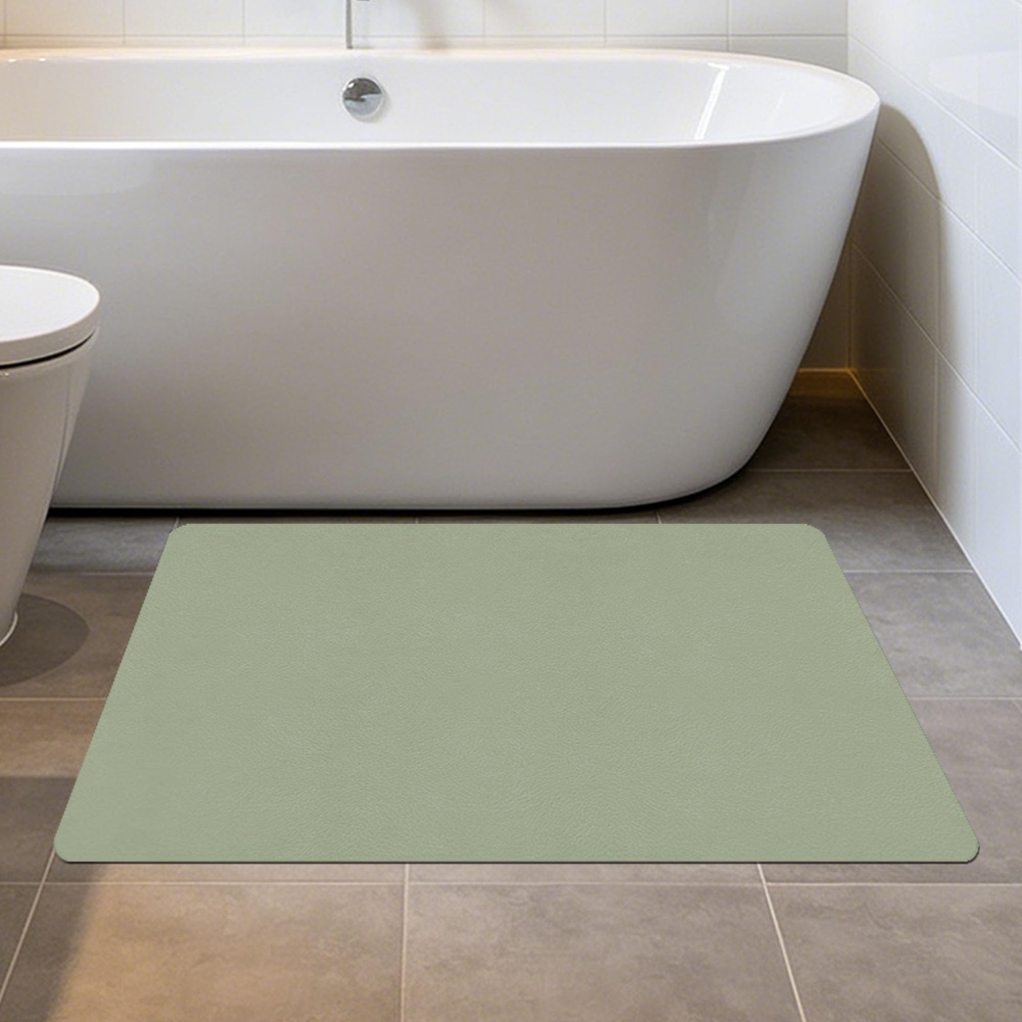 Alfombra Baño Diatomita 105 x 108 cm Rápido Secado Baño Piedra Diatomea Antideslizante y Antihumedad para Ducha, y Cocina, Verde