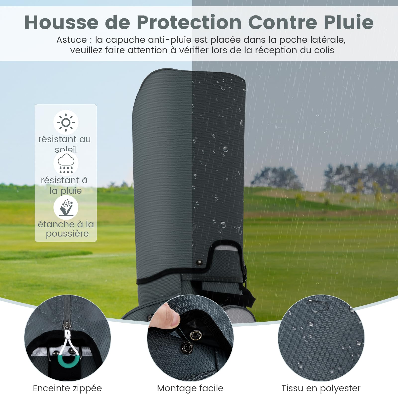 GOPLUS Sac de Golf trépied, Sac de Chariot de Golf léger avec 14 Compartiments séparés au Dessus, 7 Poches zippées, Poche pour Objets de Valeur, Sac Isotherme pour Boissons, bandoulière