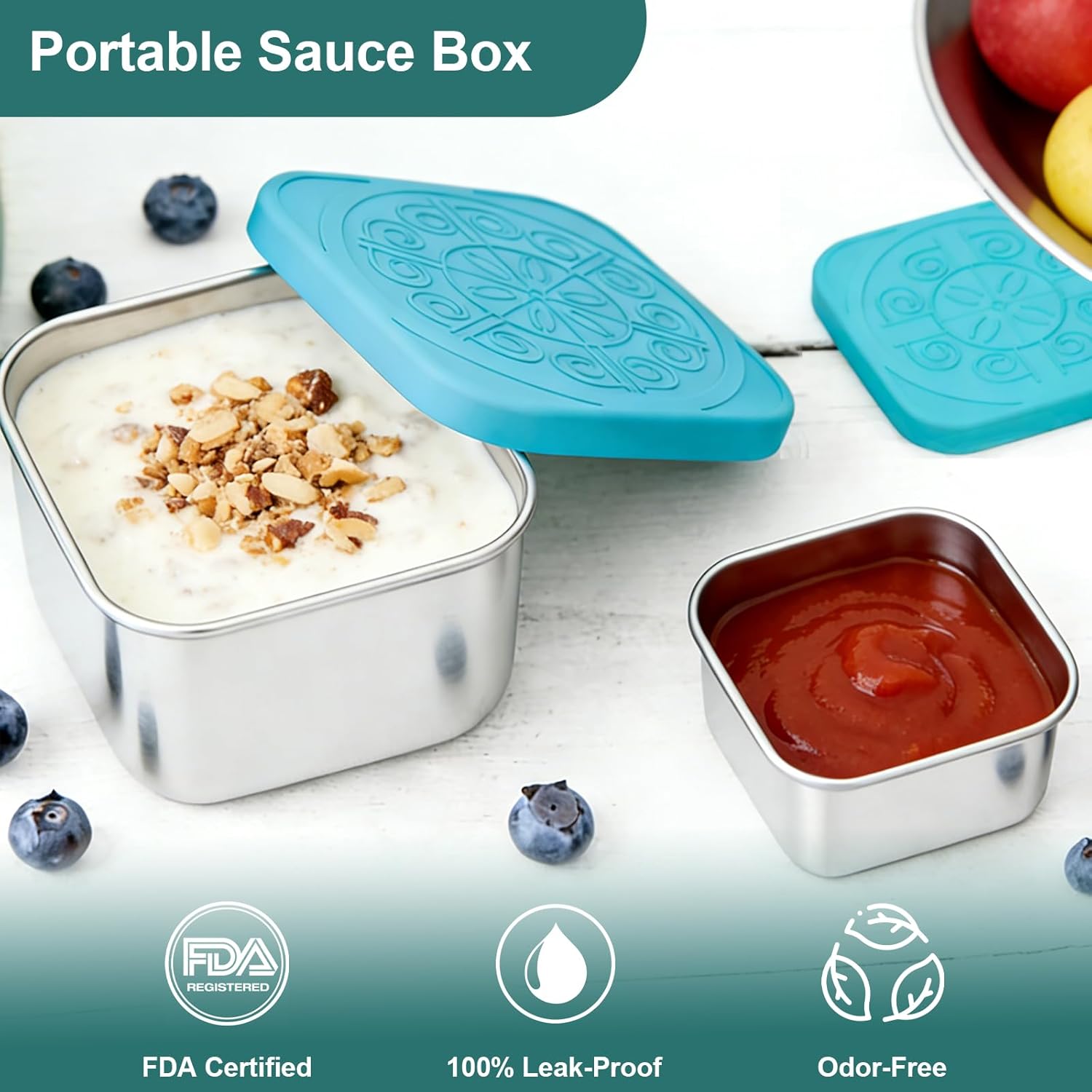 Stainless Steel Bento Box with 4 Compartments,1400ml Large & Thickened Metal Lunch Box for Adults,Eco-friendly Leak-Proof Container with Lockable Clips