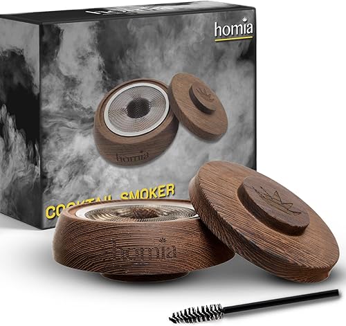 Kit de ahumador de cóctel con base de madera LED y cúpula de vidrio alta 85 x 58 pulgadas madera de alta calidad ahumador de bar de madera para