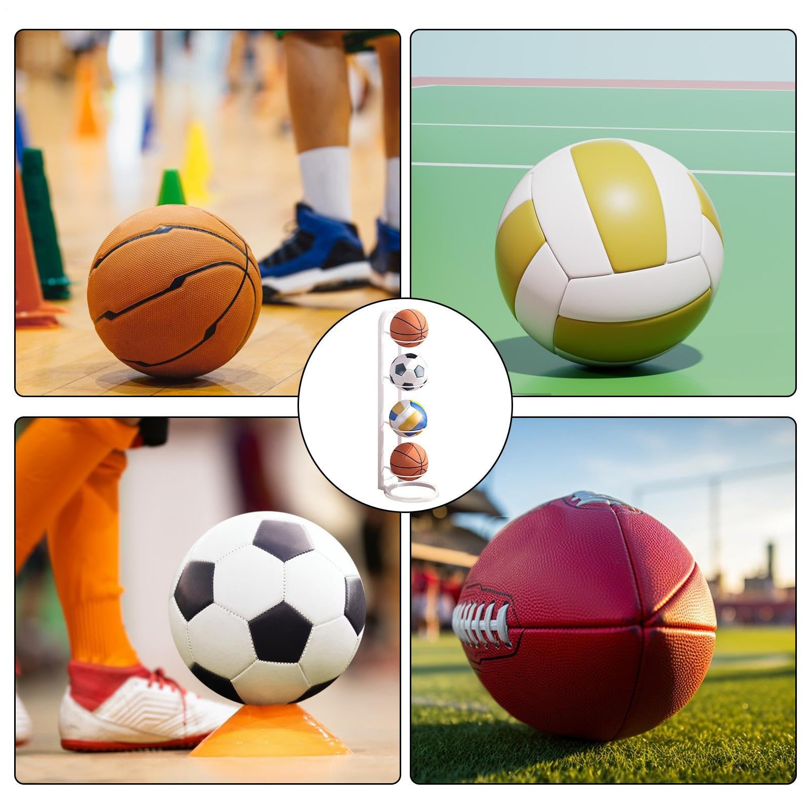 Almacenamiento Vertical De Pelotas | Estante Almacenaje Para Balones De Futbol Baloncesto En Hierro Fundido| Estantería Vertical Para Pelotas, Multicapa Soporte Para Balones De Futbol Baloncesto Rugby — view 4