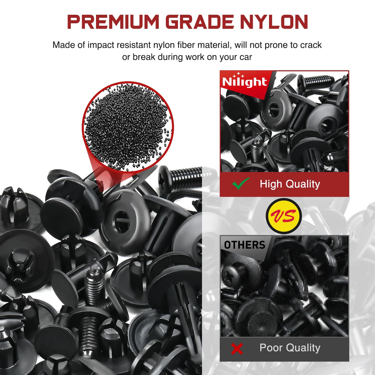Nilight 1115-teiliges Auto-Halterungs-Clips, Auto-Befestigungs-Set, 32 gängige Größen, Nylon, Stoßstangen-Nieten mit 5 Befestigungselementen, Entferner, 10 Kabelbinder für Toyota GM, Ford, Honda,