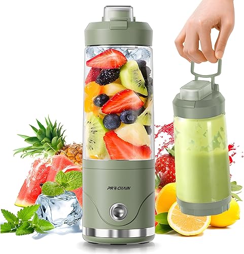 PROCHAIN Licuadora portátil, licuadora personal inalámbrica de 22 onzas, exprimidor eléctrico recargable por USB, licuados, triturador de hielo,
