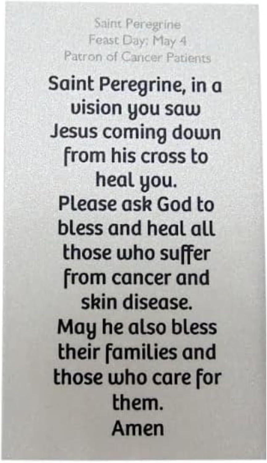 St Peregrine Bracelet Set Italian Metal Charm and Glass Bead Stretch Jewelry Accessory with Patron Saint of Cancer Holy Prayer Card - Image 4