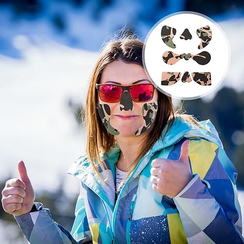 Miniatura 9 de Beaupretty 3 juegos de calcomanías faciales para exteriores, anticongelante, camuflaje, parches faciales a prueba de viento, para patinaje, ciclismo