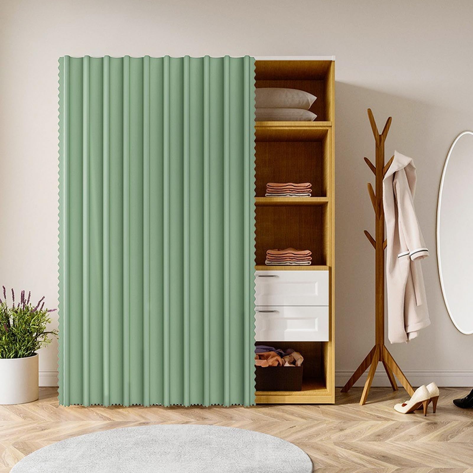 Rideau sous évier vert pour une décoration de cuisine élégante