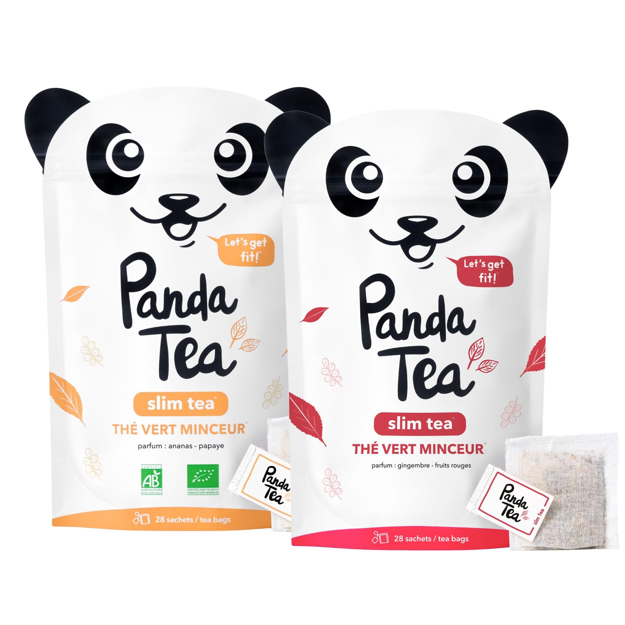 Panda Tea - Duo Minceur Slim Tea - Thé Vert Minceur - 56 Sachets Mousselines - Detox, Perte de poids & Sommeil Réparateur
