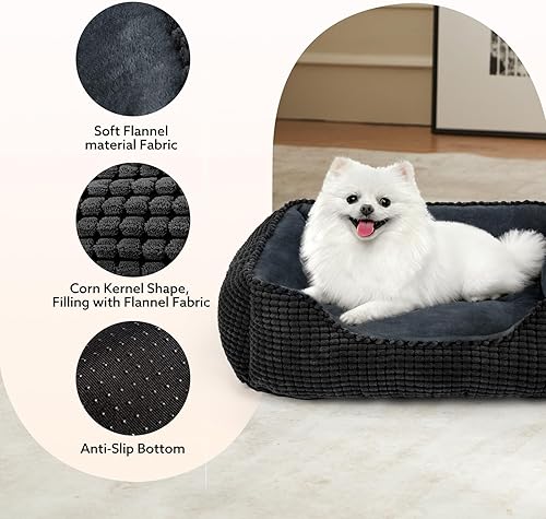 Miniatura 3 de MIXJOY Cama ortopédica rectangular lavable para perros pequeños, medianos y grandes, suave y relajante, cama duradera para cachorros, con parte