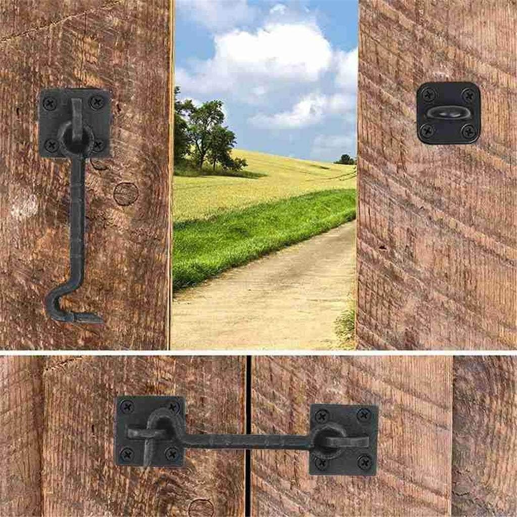 Gate Latch,gate Lock, 2 Pcs 4 1/2" Sliding Barn Door Lock Latch Hook & Eye Cast Copper Hardware for Wood Doors Window Gate Cabinet