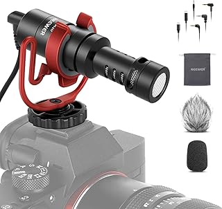 NEEWER Vlog VM10 Supercardioid Microphone Plug & Play, 20-20KHz with 3.5mm TRS, USB C OTG Cable, Support Shockproof, Winds…
