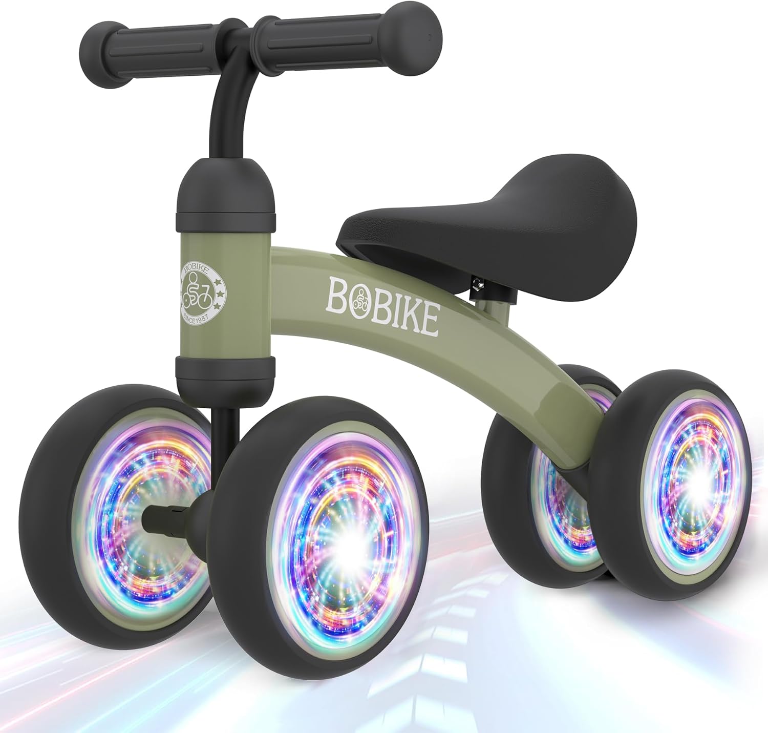 Baby Balance Bike Toys for 12-36 Months Kids Toy Boy and Girls Gifts Toddler Best First Birthday Gift Children Walker No Pedal Infant 4 Wheels Bicycle (Colorful, Deep Green-Light) Deep Green-light Colorful