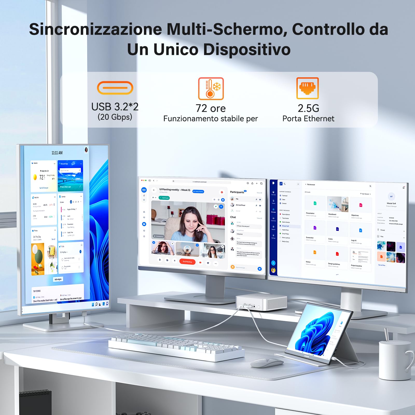 GEEKOM A5 Pro Mini PC per Smart Working con AMD Ryzen 5 7430U,16GB RAM(RAM Aggiornabile Non Saldata) e 512GB SSD,Mini PC Windows 11| LAN 2.5G| Doppio HDMI| 8K| Prestazioni Veloce e Design Elegante