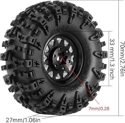 Miniatura 5 de INJORA Juego de neumáticos de rueda de 1.3 "S5 Swamp Claw Mud Terrain Tires 2.756 * 1.063 in para 118 124 RC Crawler Car
