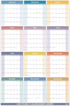 Lbylyhxc 2026 Yearly Wall Calendar - Annual calendar 2026, 2026 Yearly Wall Calendar&Planner with Writing Paper, January 2026 - December 2026, X Large, 34.7" x 22.8", 2025-2026 Yearly Planner Annual calendar - Colorful