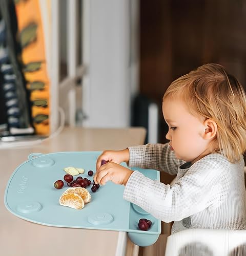 Miniatura 3 de PandaEar Manteles individuales de silicona con succión para bebés y niños, manteles individuales de grado alimenticio con bolsillos para atrapar