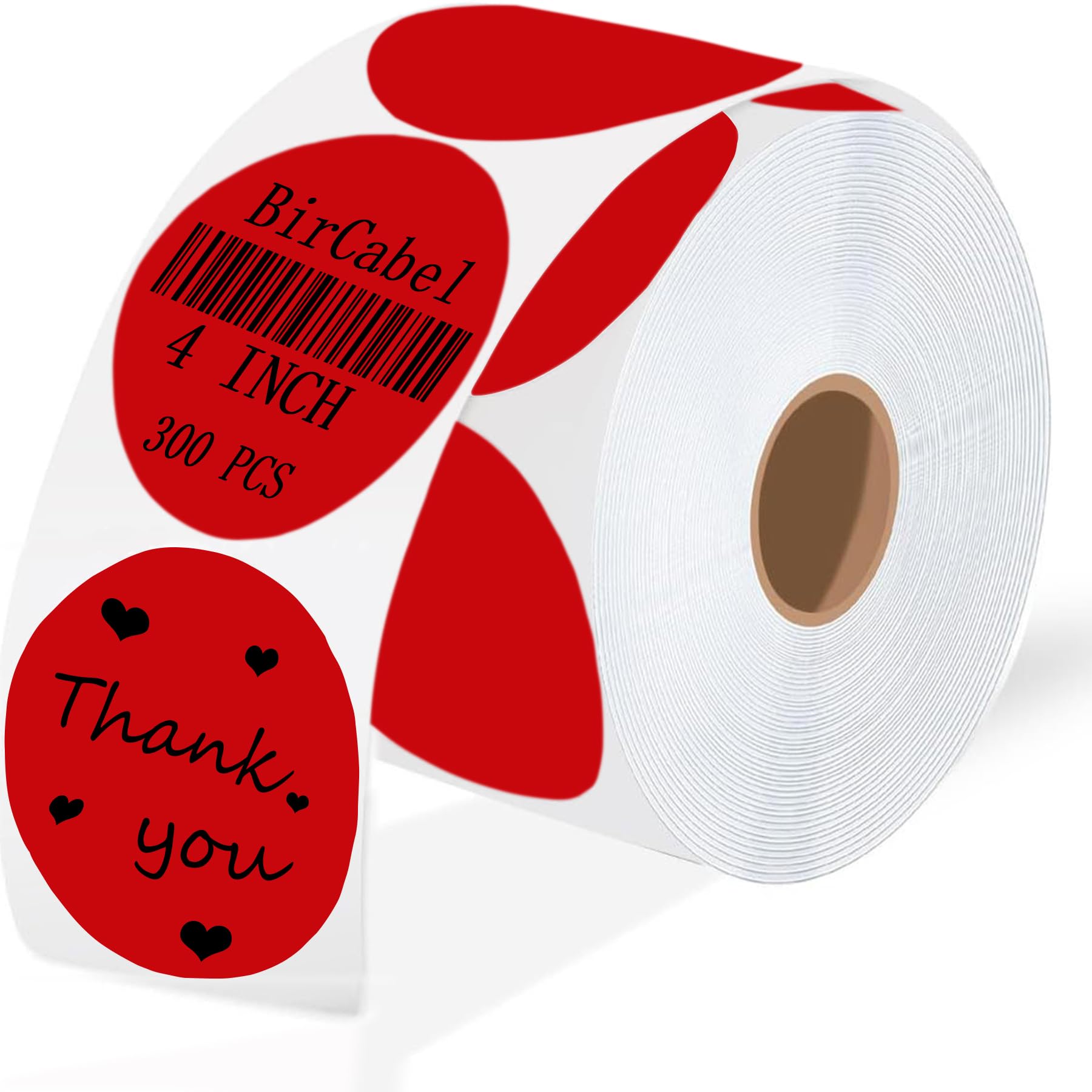 4 Inch Large Red Circle Thermal Labels, Self-Adhesive Round Inventory Stickers, Cardboard Bullseye Tags,Multi-Purpose Round Roll Thermal Printing