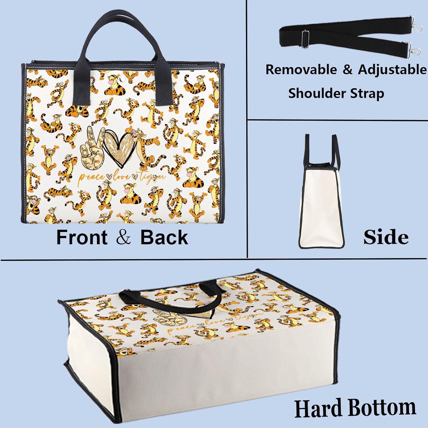 WZMPA Tiger Cosmetic Bag - Tiger Fans Gifts - Peace Love Makeup Zipper Pouch Bag - Merchandise (Love Tiger2-TB)