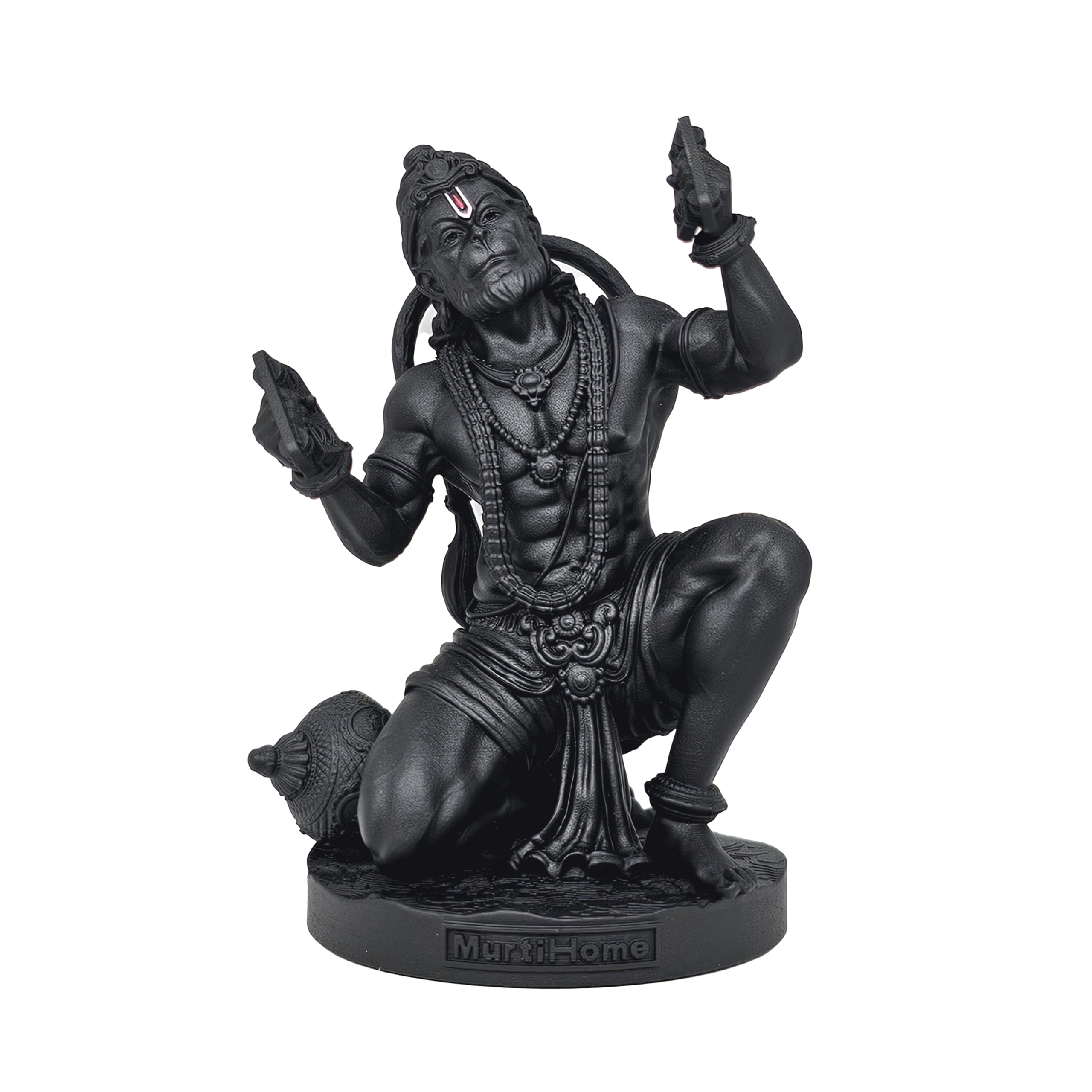 MurtiHome Shri Ram Rasik Hanuman Idol, UV Resin, Black, 8 cm Tall
