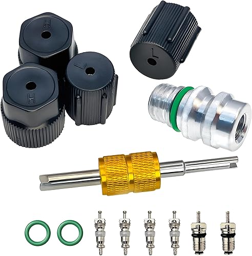 Kit de núcleo de válvula de aire acondicionado  Tapa y válvula de servicio AC R12 R134a Junta de teflón Refrigeración AC Servicio de aire