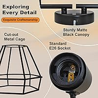 Vista 5 de LTBLIGHT Luminarias de pista de techo de 4 luces, kit de iluminación de pista ajustable, luz de techo de granja negra con base E26, focos
