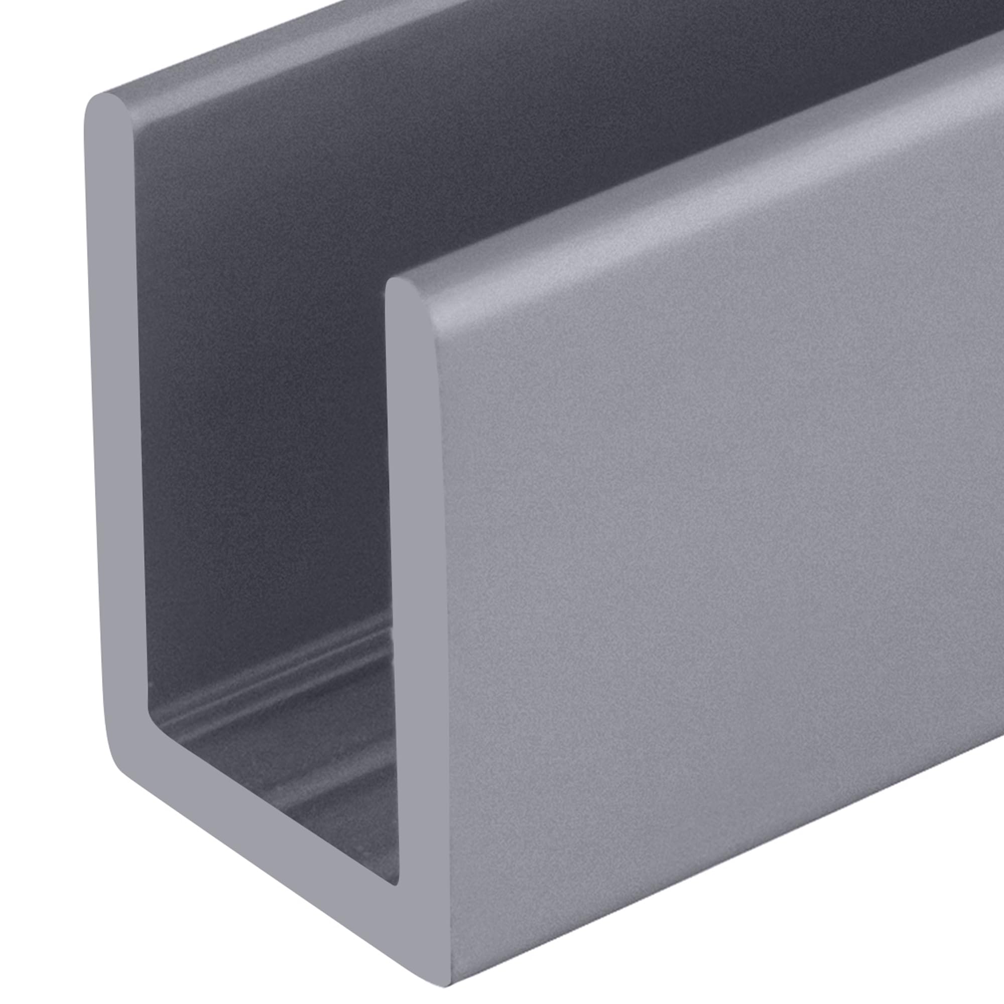 Brixwell SDCD3812A-CCP18-XCP10 satynowe anodowane bezramowe drzwi prysznicowe aluminiowe głębokie kanały U do grubego szkła 3/20.3 cm - długość magazynowa 45 cm - opakowanie 10 sztuk