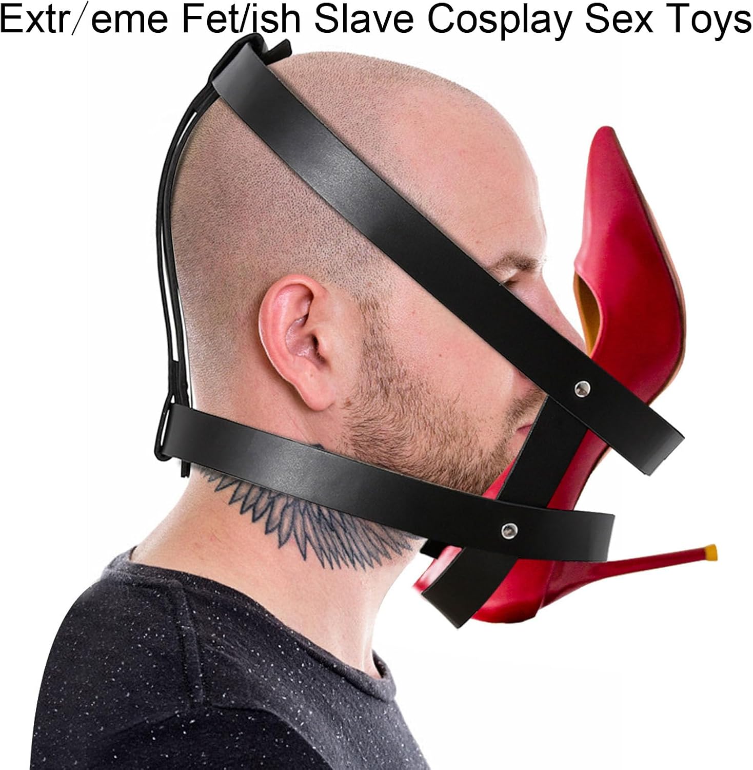MFMYEE BDSM Head Harness - Fetish Leather Belt Mask, Bondage Leash Gags & Muzzle, Spreader Mouth Gag Restraints Set, Extreme Fetish Slave Cosplay Sex Toys for Couples
