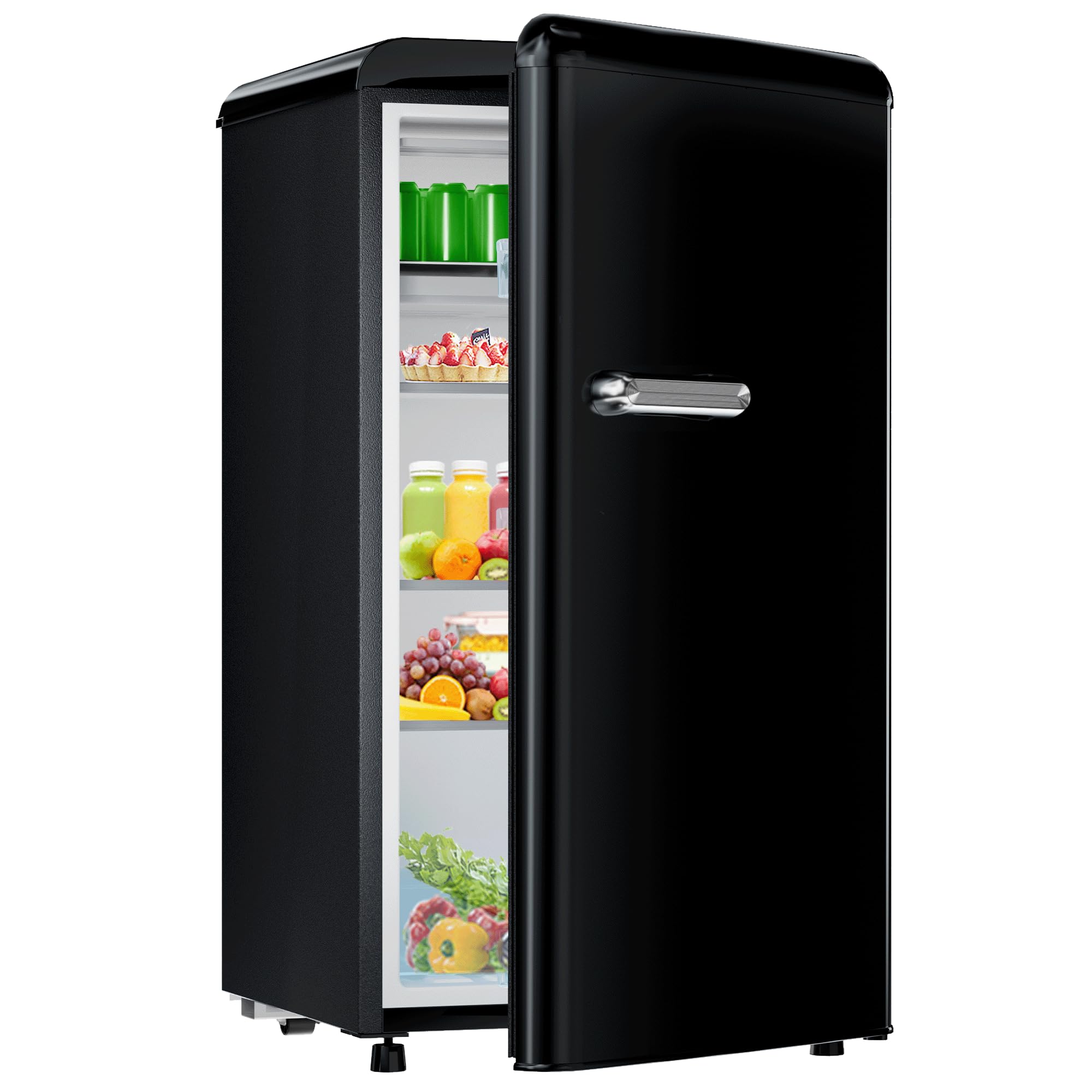 JUMMICO Kühlschrank 80L, mit Gefrierfach, inklusive LED-Beleuchtung, ideal für Getränke und Lebensmittel, kleiner Kühlschrank, schwarz