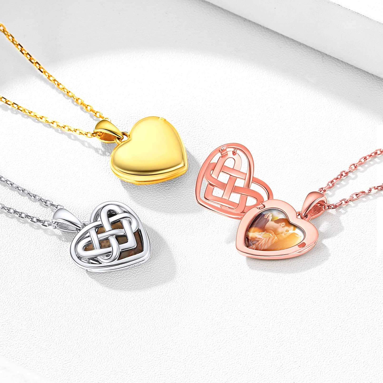 ChicSilver Collana Cuore Argento Personalizzato Foto e Incisione Argento 925 Ciondolo Cuore Portafoto Ciondolo Portafoto Argento 925
