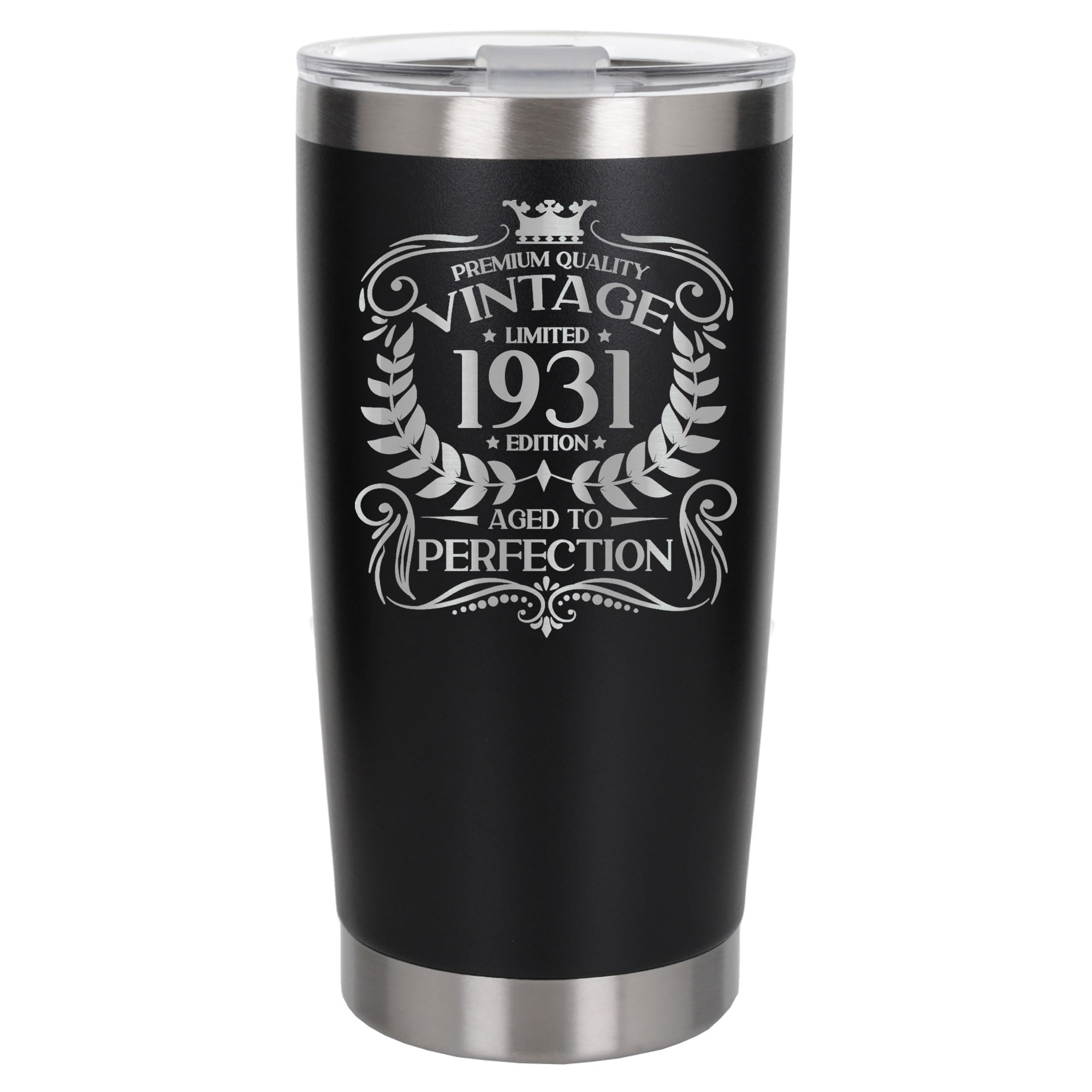 Always Looking Good 95th Birthday Gift Vintage 1931 Aged to Perfection Engraved Insulated Travel Mug Present for 95 Year Old Black Thermal Coffee Flask Travel Mugs with Lids