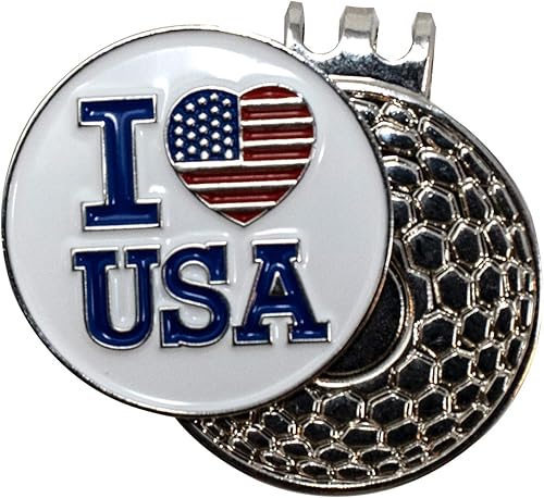 DA VINCI Clip magnético para sombrero de golf con marcador de pelota de golf de metal patriótico grabado de 1.0in