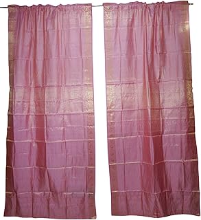Mogul Interior 2 Pink Sari Curtain Rod Pocket Panel Decorative Party Decor 96x44