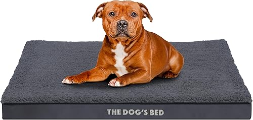 The Dog's Bed - Cama ortopédica para perro, felpa gris grande, impermeable, cama de apoyo con fundas lavables reemplazables, aprobada por
