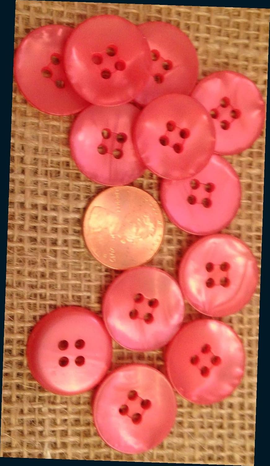 12 Pink Pearlized Plastic Shape Clothes Sewing Buttons 3/4