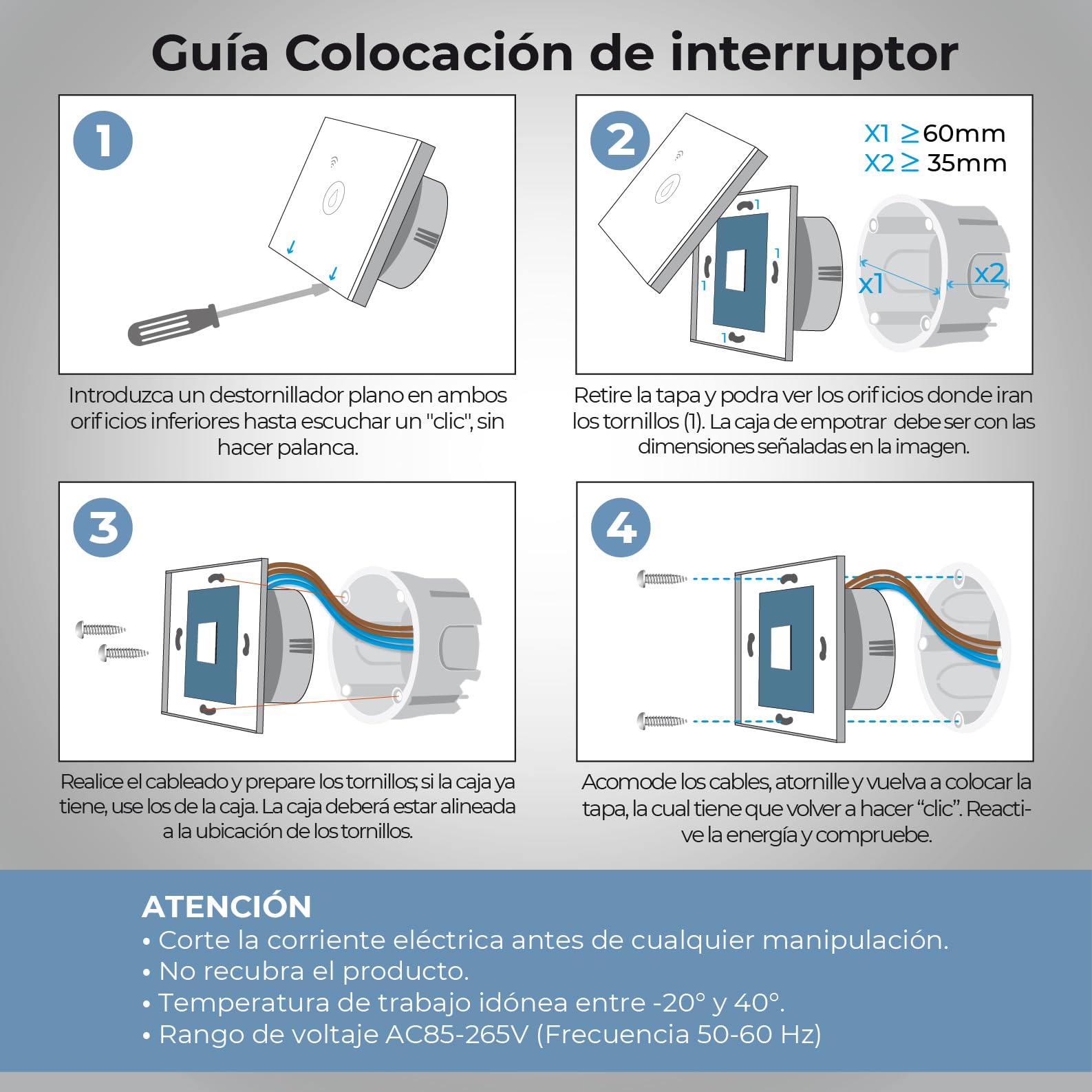 LED ATOMANT 4x Interruttore Vetro WiFi 40A Calentador Agua Smart Life